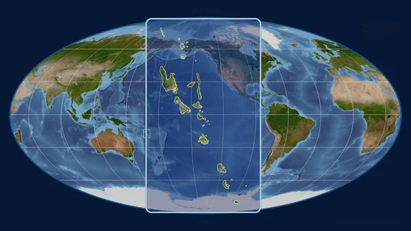 Zoomed View Vanuatu Outline Perspective Lines Global Map Mollweide Projection — Stock Photo, Image