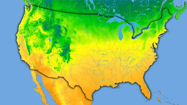 Área Continental Los Estados Unidos Mapa Anual Temperatura Proyección Estereográfica — Foto de Stock