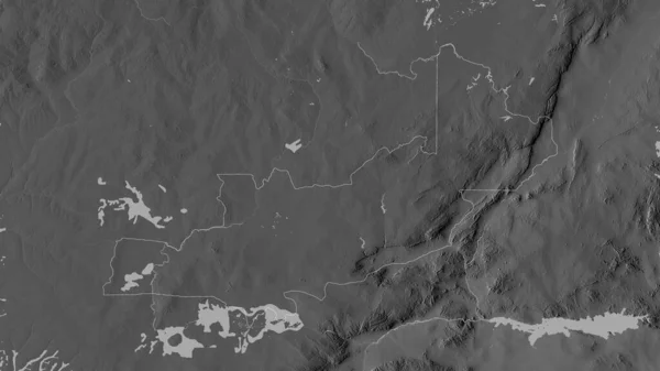 Central Provincia Zambia Mapa Escala Grises Con Lagos Ríos Forma — Foto de Stock