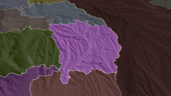 ヴァスルイ ルーマニアの郡が拡大し 強調した 行政区画の色と衝突した地図 3Dレンダリング — ストック写真