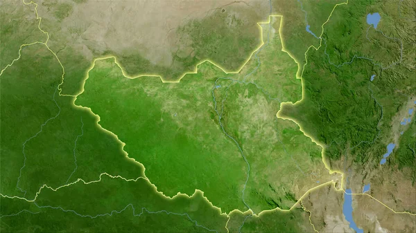 Área Sudão Sul Mapa Satélite Projeção Estereográfica Composição Bruta Camadas — Fotografia de Stock