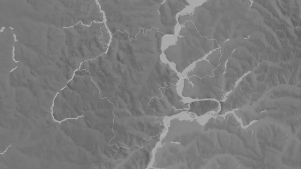 ウリヤノフスク ロシアの地域 湖や川とグレースケールの地図 形状は その国の領域に対して概説 3Dレンダリング — ストック写真