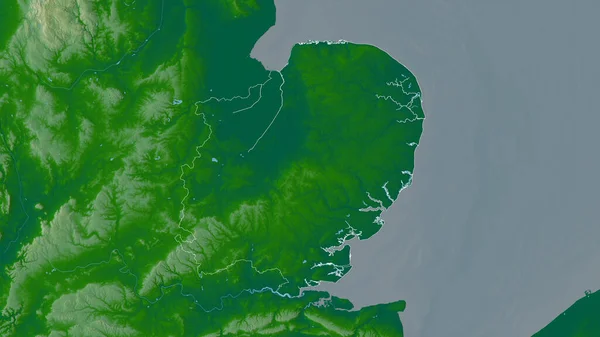 Oost Engeland Regio Verenigd Koninkrijk Gekleurde Schaduwgegevens Met Meren Rivieren — Stockfoto
