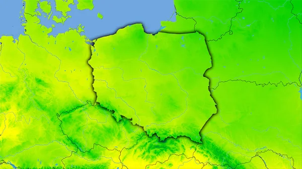 Área Polonia Mapa Anual Temperatura Proyección Estereográfica Composición Cruda Capas — Foto de Stock