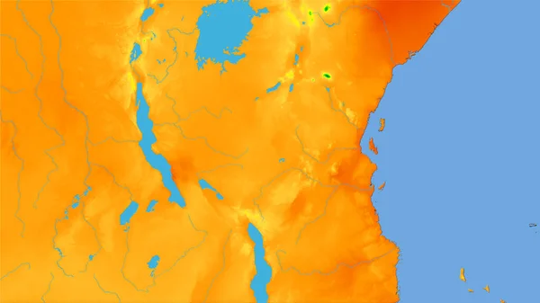 Stereografik Projeksiyondaki Yıllık Sıcaklık Haritasında Tanzanya Alanı Raster Katmanlarının Ham — Stok fotoğraf