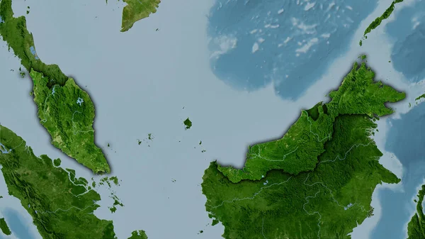 Malaysia Gebiet Auf Der Satelliten Karte Der Stereographischen Projektion Rohzusammensetzung — Stockfoto