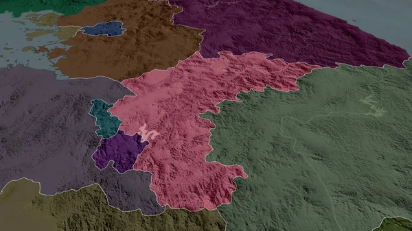 Чхунчхонбук Провинция Южной Кореи Увеличена Выделена Цветная Карта Административного Деления — стоковое фото
