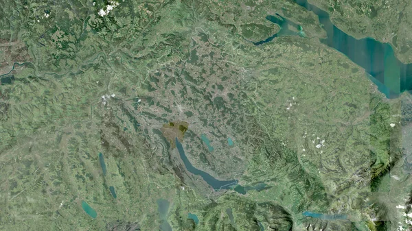 スイスのカントン チューリッヒ 衛星画像 形状は その国の領域に対して概説 3Dレンダリング — ストック写真