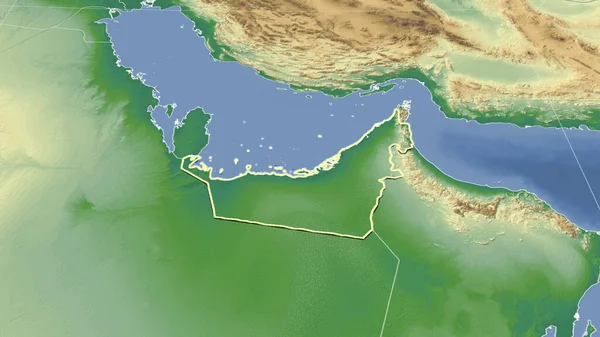 Emiratos Árabes Unidos Vecindario Perspectiva Oblicua Distante Forma Delineada Mapa —  Fotos de Stock