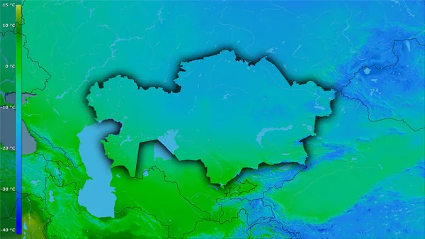 Température Moyenne Quartier Froid Région Kazakhstan Dans Projection Stéréographique Avec — Photo