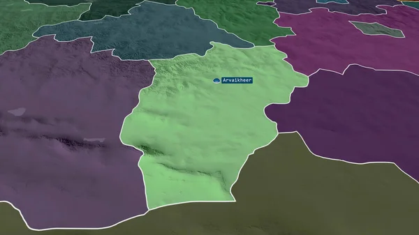 Ovorhangáje Provincie Mongolsko Přiblížila Zvýraznila Kapitálem Barevná Poďobaná Mapa Administrativního — Stock fotografie