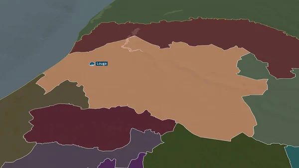 Луга Регион Сенегала Масштабировался Выделялся Столицей Цветная Карта Административного Деления — стоковое фото