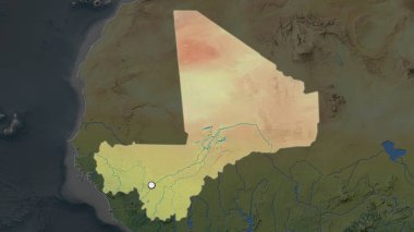 Mahallesinin doyumsuz haritasında sermaye noktasının yer aldığı vurgulanmış bölge. Topografik harita