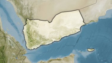 Uydu B haritasında Yemen bölgesi stereografik projeksiyonda - koyu parlak çizgili raster tabakalarının ham bileşimi
