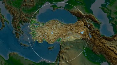 Hindi yakınlaştırıldı ve daire içine alındı. Ana fiziksel manzara özellikleri. 3B görüntüleme