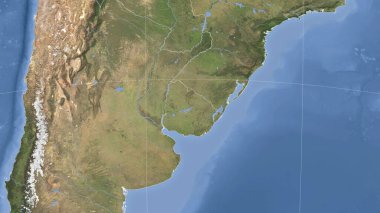 Uruguay ve mahallesi. Uzak eğimli perspektif - özet yok. uydu resimleri