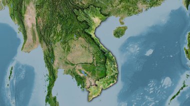 Stereografik projeksiyondaki C uydusundaki Vietnam bölgesi. Koyu renkli çizgili raster tabakalarının ham bileşimi.