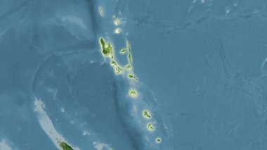 Stereografik projeksiyondaki D uydusundaki Vanuatu alanı - ışık saçan ana hatlı raster tabakalarının ham bileşimi