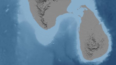 Sri Lanka. Ülkenin yakın perspektifi, özet yok. Gri tonlama yükseklik haritası