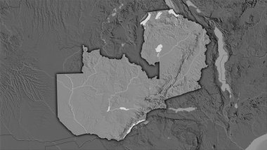 Stereografik projeksiyondaki bilek yüksekliği haritasında Zambiya alanı - koyu parlak çizgili raster tabakalarının ham bileşimi