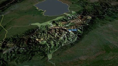 Merida- Venezuela eyaleti sermaye ile yakınlaştırıldı ve vurgulandı. Uydu görüntüleri. 3B görüntüleme