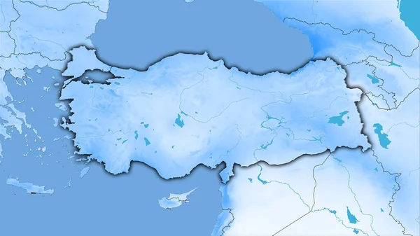 Περιοχή Τουρκίας Στον Ετήσιο Χάρτη Υετού Στην Στερεογραφική Προβολή Ακατέργαστη — Φωτογραφία Αρχείου