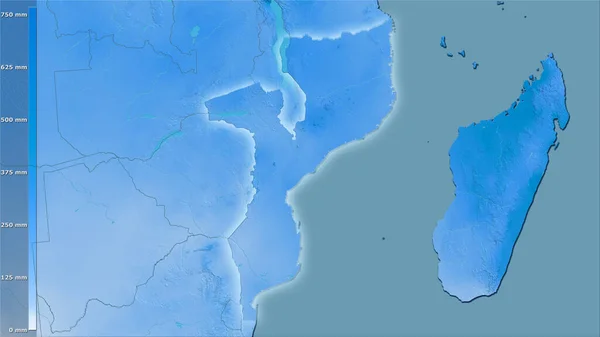 Precipitación Del Mes Más Húmedo Dentro Del Área Mozambique Proyección —  Fotos de Stock
