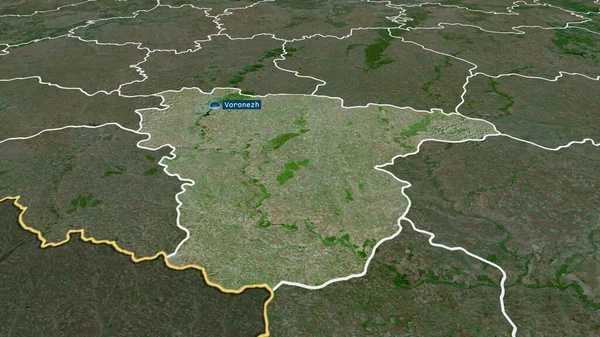 俄罗斯沃罗涅日地区的资本急剧膨胀 卫星图像 3D渲染 — 图库照片