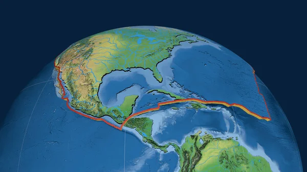 Placa Tectónica América Norte Extrudida Globo Mapa Topográfico Natural Terra — Fotografia de Stock