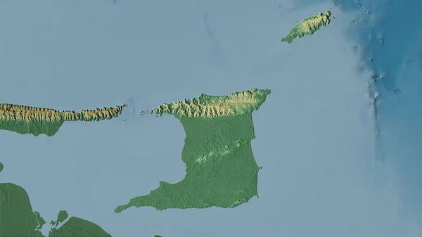 Trinidad Tobago Area Topographic Relief Map Stereographic Projection Raw Composition — Stock Photo, Image