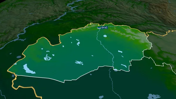 Zachodni Kazachstan Region Kazachstanu Powiększył Się Uwypuklił Kapitałem Główne Cechy — Zdjęcie stockowe