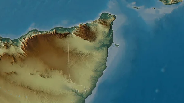 Барі Район Сомалі Кольоровий Рельєф Озерами Річками Фортеця Виступила Проти — стокове фото