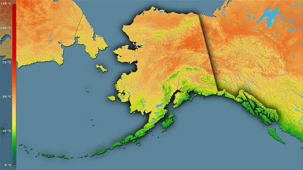 Variação Média Anual Temperatura Dentro Área Alasca Dos Estados Unidos — Fotografia de Stock