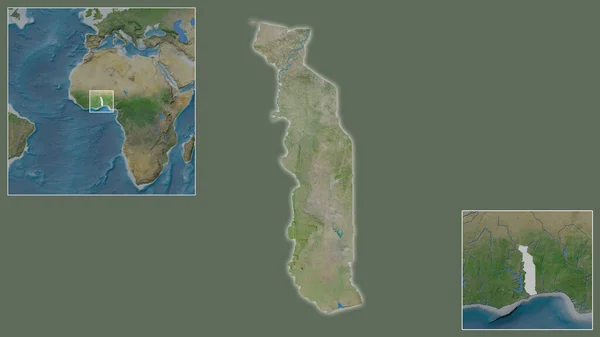 Primer Plano Togo Ubicación Región Centro Mapa Mundial Gran Escala —  Fotos de Stock