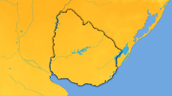 Zona Dell Uruguay Sulla Mappa Annuale Della Temperatura Nella Proiezione — Foto Stock