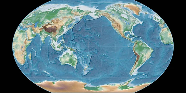 Světová Mapa Projekci Kavraisky Vii Soustředila 170 Západní Délky Barevné — Stock fotografie