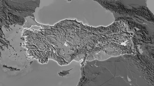 Περιοχή Τουρκίας Στον Υψομετρικό Χάρτη Bilevel Στην Στερεογραφική Προβολή Ακατέργαστη — Φωτογραφία Αρχείου