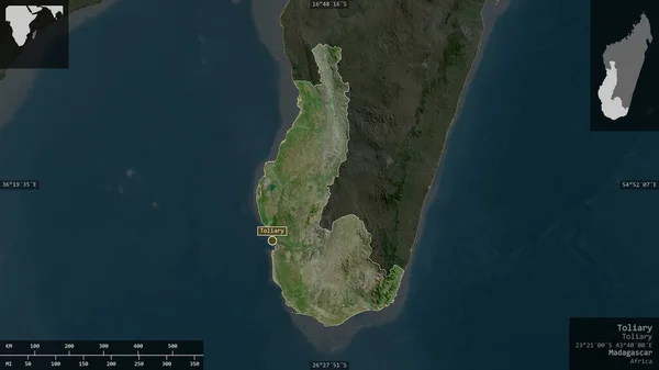 Toliary Provincia Autónoma Madagascar Imágenes Satélite Forma Presentada Contra Área — Foto de Stock