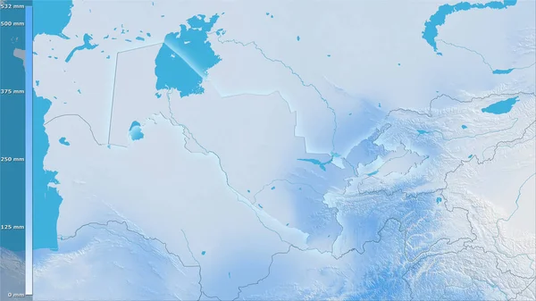 Precipitação Trimestre Mais Frio Dentro Área Uzbequistão Projeção Estereográfica Com — Fotografia de Stock
