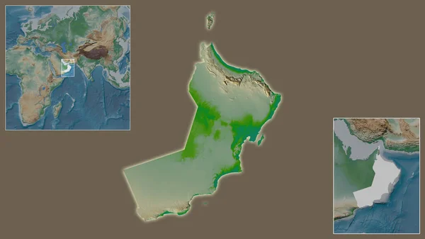 Close Omã Sua Localização Região Centro Mapa Mundial Grande Escala — Fotografia de Stock