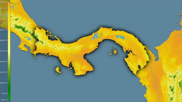 Température Moyenne Quartier Chaud Région Panama Dans Projection Stéréographique Avec — Photo