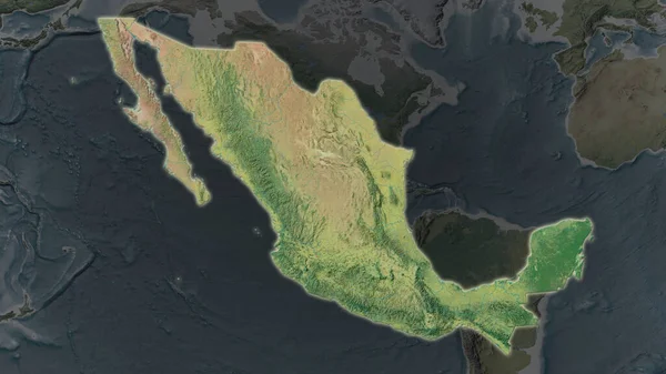 Мехико Расширилось Засияло Темном Фоне Своего Окружения Топографическая Карта — стоковое фото