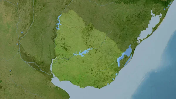 Uruguay Gebiet Auf Der Satelliten Karte Der Stereographischen Projektion Rohzusammensetzung — Stockfoto