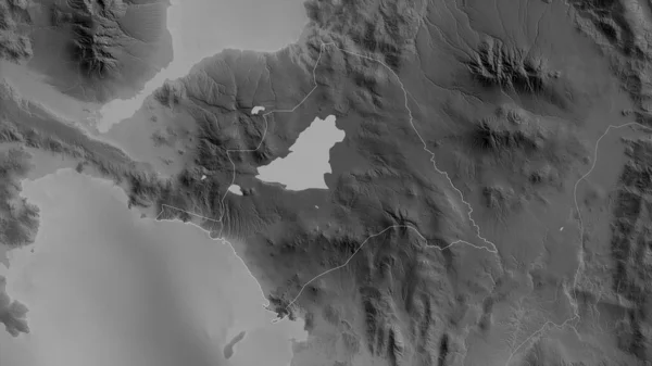 Lanao Del Sur Prowincja Filipiny Mapa Szarości Jeziorami Rzekami Kształt — Zdjęcie stockowe