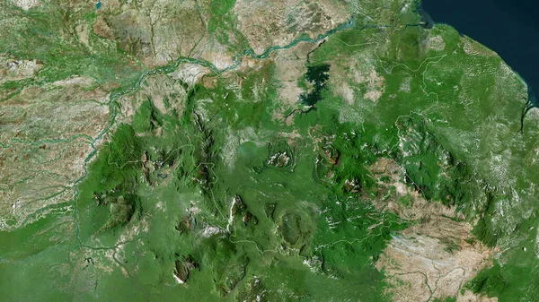Bolivar Venezuela Satellitbilder Form Som Skisseras Mot Dess Landområde Rendering — Stockfoto