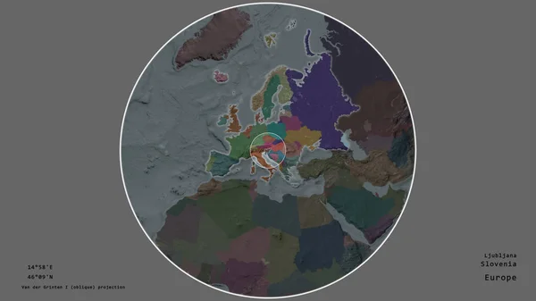 Zone Slovénie Marquée Cercle Sur Carte Grande Échelle Continent Isolé — Photo