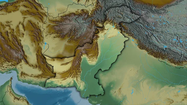 Área Paquistão Mapa Relevo Topográfico Projeção Estereográfica Composição Bruta Camadas — Fotografia de Stock