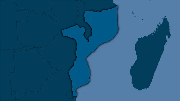 Mosambik Auf Der Soliden Karte Der Stereographischen Projektion Rohe Zusammensetzung — Stockfoto