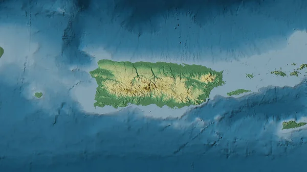 Área Puerto Rico Mapa Topográfico Relieve Proyección Estereográfica Composición Cruda — Foto de Stock