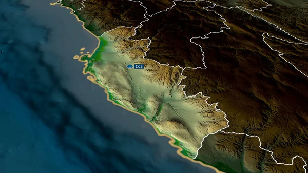 Ica Region Peru Zoomed Highlighted Capital Main Physical Landscape Features — Stock Photo, Image